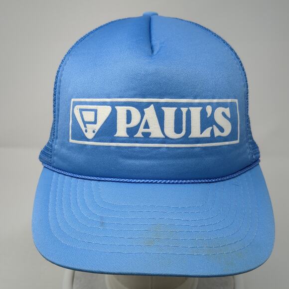 Paul's Snapback Trucker Hat Blue One Size Adjustable Rope Mesh Back Mohr's - Picture 2 of 9
